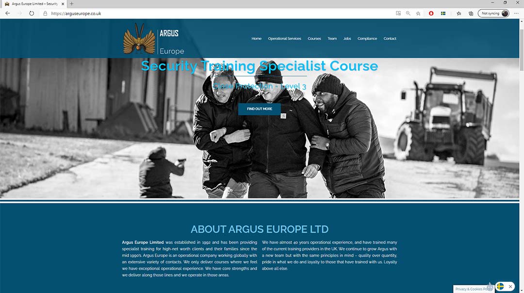 Argus Europe website screen grab